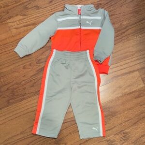 Puma Kids Orange and Gray Jogger Set